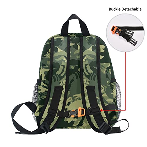 Glaphy Custom Kid's Name Backpack Green Camo Crab Toddler Backpack for Daycare Travel Personalized Name Preschool Bookbag for Boys Girls