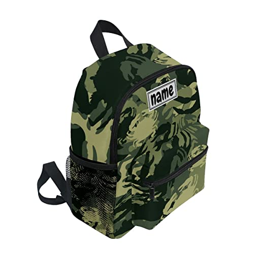 Glaphy Custom Kid's Name Backpack Green Camo Crab Toddler Backpack for Daycare Travel Personalized Name Preschool Bookbag for Boys Girls