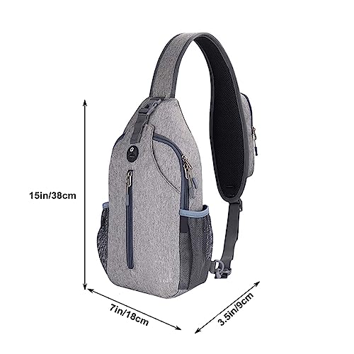 Yaopeing Sling Backpack for Men,Large Capacity Multipurpose Crossbody Chest Bag for Hiking Walking Travel,Grey