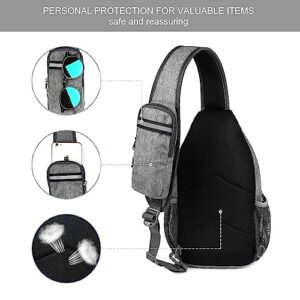 Yaopeing Sling Backpack for Men,Large Capacity Multipurpose Crossbody Chest Bag for Hiking Walking Travel,Grey