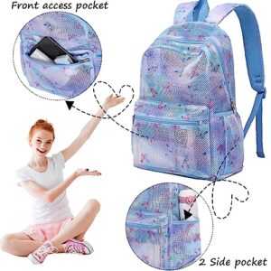 Jumpopack Mesh Backpack for Girls Kids Semi-Transparent Mesh School Backpack Bookbag Lightweight See Through Backpack for Beach Gym Travel(Butterfly)