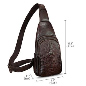 Genuine Leather Sling Bag Retro Crossbody Sling Backpack Handmade Chest Purse Daypack Cycling Fanny Pack (Coffee)