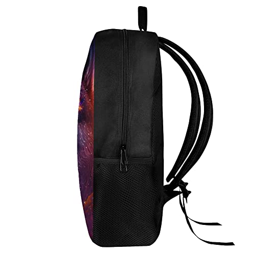 ZOCANIA Wolf Backpack for Boys Galaxy Purple Backpack for Kids 17 Inch Large Capacity Bookbag Purse for Elementary School/Middle School