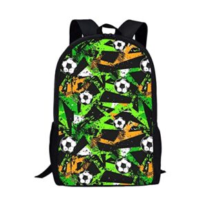 zocania soccer theme backpacks for kids stationery lightweight school bag casual daypack 17 inch large capacity for elementary school/middle school/high school/college