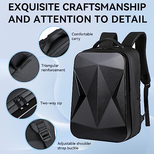 JUMO CYLY Hard Shell Laptop Backpack 35L, Waterproof Travel Backpack Business Computer Bag Fit 15.6 Inch Gaming Bag with USB Charging Port