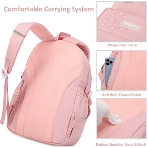 AO ALI VICTORY Backpack for Girls Set with Pencil Case 15.6 Inch Laptop School Bag Cute Kids Elementary College Backpacks Large Bookbags for Women Teens Students Anti Theft Travel Daypack - Pink