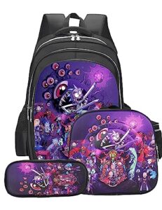 kavcoc fashion cartoon anime 3-piece backpack set with lunch box and pencil case - fun, functional, durable, comfortable, and versatile style2