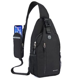 bostanten sling bag, crossbody backpack rfid shoulder chest bag for men women travel hiking casual daypack, black