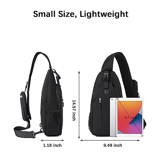 BOSTANTEN Sling Bag, Crossbody Backpack RFID Shoulder Chest Bag for Men Women Travel Hiking Casual Daypack, Black