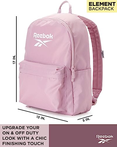 Reebok Backpack - Element Sports Gym Bag - Lightweight Carry On Weekend Overnight Luggage - Casual Daypack for Travel, Beach, Infused Lilac