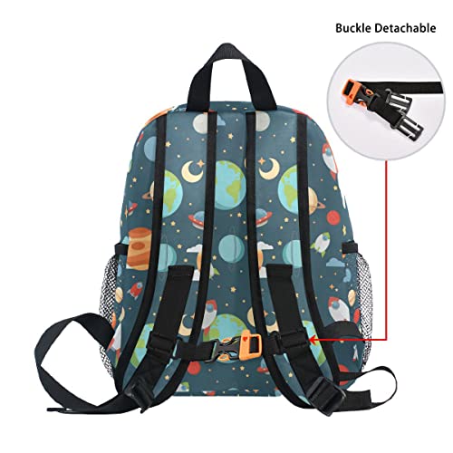 Glaphy Custom Kid's Name Backpack Cartoon Outer Space Rockets Toddler Backpack Personalized Name Preschool Bookbag for Boys Girls