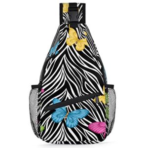 sling bag for women, mini crossbody shoulder chest small backpack for travel hiking (butterfly)