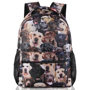 labrador retriever dogs print backpack for boys girls 17-inch laptop travel laptop daypack school bag with multiple pockets for kids