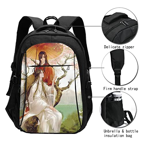 Grtswp Heaven Official's Blessing Anime Backpacks Laptop Backpack with USB Charging Port Casual Travel Daypack for men women