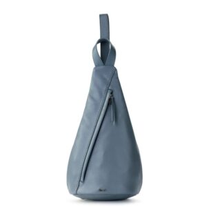 the sak geo sling backpack in leather, convertible design, maritime