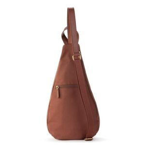The Sak Geo Sling Backpack in Leather, Convertible Design, Teak