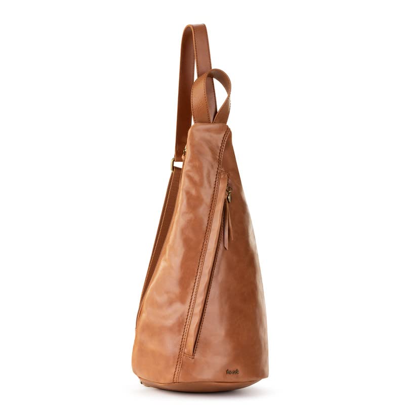 The Sak Geo Sling Backpack in Leather, Convertible Design, Tobacco