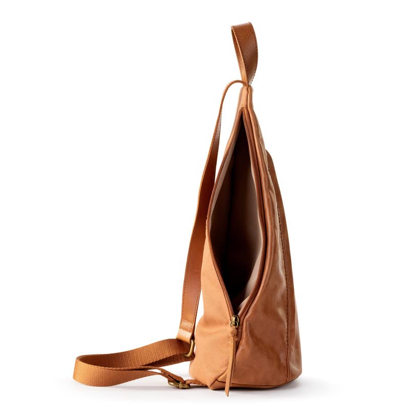 The Sak Geo Sling Backpack in Leather, Convertible Design, Tobacco