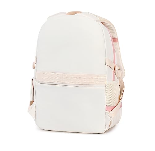 Jaygulf Waterproof Women Laptop Backpack Fashion Girl Daypack Cream