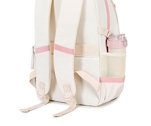 Jaygulf Waterproof Women Laptop Backpack Fashion Girl Daypack Cream