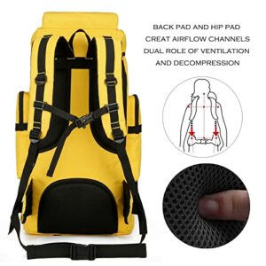 W WINTMING 70L Hiking Backpack for Men Camping Backpack Molle Military Rucksack Bug Out Bag for Backpacking Climbing (Yellow-Black)