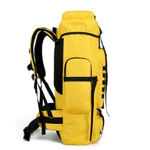 W WINTMING 70L Hiking Backpack for Men Camping Backpack Molle Military Rucksack Bug Out Bag for Backpacking Climbing (Yellow-Black)