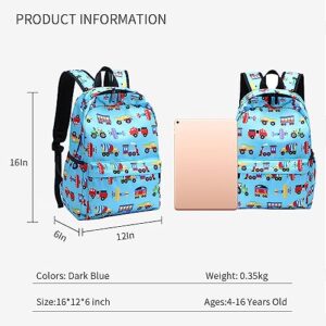 YUNYINIE Cute Car School Backpack for Boys, 16" Kids Preschool Bookbag Back to School Supplies Birthday Gifts for Kids