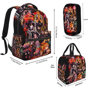 Aykhkya Anime Backpack Set, 3d Printing Large Capacity Casual 3ps Computer Backpack Unisex