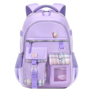 hanxiucao backpacks for girls large bookbags for teens girls backpack for school laptop compartment primary (purple), 17.3x12.2x5.1 inch