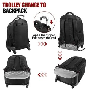 StarCloud 22 inch Large Rolling Backpack with 4 Wheels, Travel Commute Bag, Carry on Luggage Trolley Suitcase,24.8 * 16.14 * 9.84(inch) (4 Wheels Rolling Bacckpack, 22Inch)