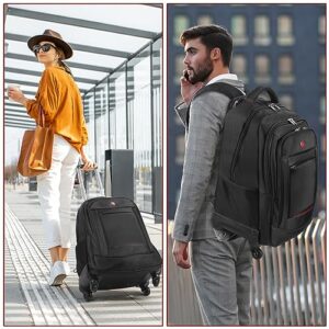 StarCloud 22 inch Large Rolling Backpack with 4 Wheels, Travel Commute Bag, Carry on Luggage Trolley Suitcase,24.8 * 16.14 * 9.84(inch) (4 Wheels Rolling Bacckpack, 22Inch)