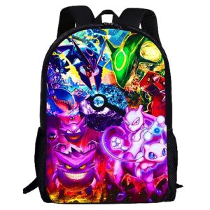 16" boys anime backpacks for teen cartoon backpacks black bookbag lightweight cute daybag travel bag(a,15.7"*11.8"*5.5")