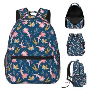cute axolotl backpack 17 inch, laptop backpack lightweight backpack casual daypack with adjustable straps.axolotl