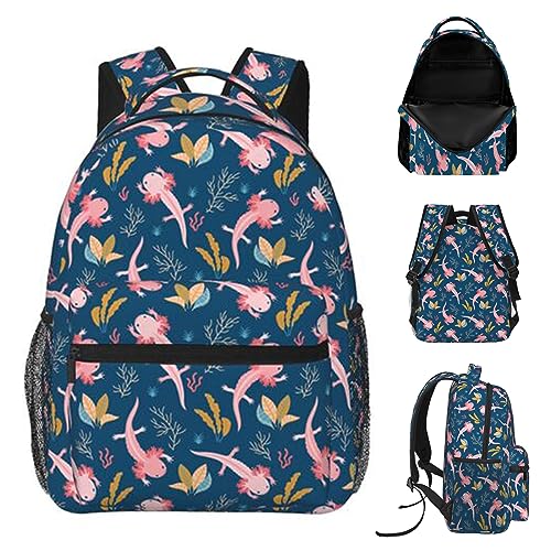 Cute Axolotl Backpack 17 Inch, Laptop Backpack Lightweight Backpack Casual Daypack With Adjustable Straps.Axolotl