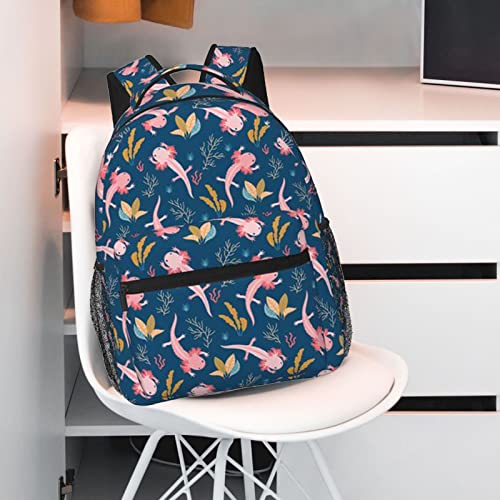 Cute Axolotl Backpack 17 Inch, Laptop Backpack Lightweight Backpack Casual Daypack With Adjustable Straps.Axolotl