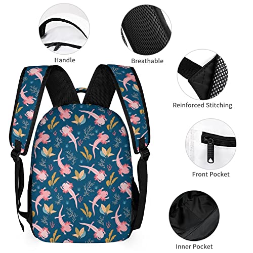 Cute Axolotl Backpack 17 Inch, Laptop Backpack Lightweight Backpack Casual Daypack With Adjustable Straps.Axolotl