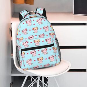 Cute Axolotl Backpack 17 Inch, Laptop Backpack Lightweight Backpack Casual Daypack With Adjustable Straps.Cute Funny Axolotl