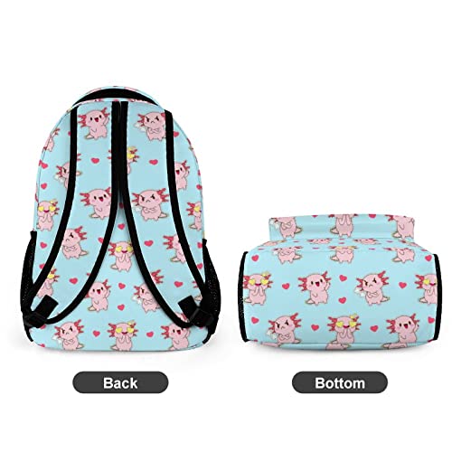 Cute Axolotl Backpack 17 Inch, Laptop Backpack Lightweight Backpack Casual Daypack With Adjustable Straps.Cute Funny Axolotl