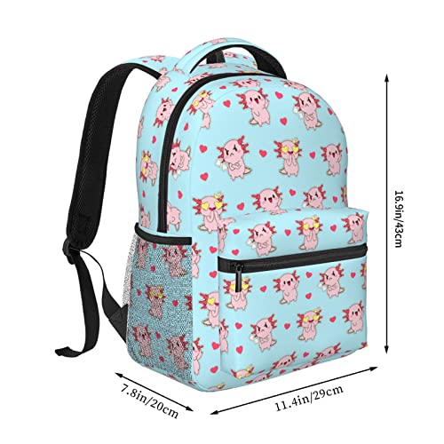 Cute Axolotl Backpack 17 Inch, Laptop Backpack Lightweight Backpack Casual Daypack With Adjustable Straps.Cute Funny Axolotl