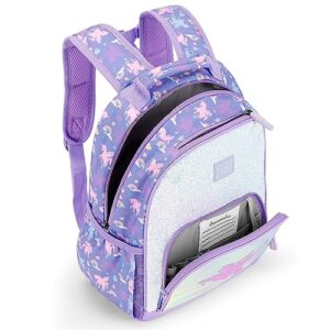 Choco Mocha Unicorn Toddler Backpack for Girls, Kids Preschool Backpack for Toddler Kindergarten Backpack 15 Inch, Glitter Purple