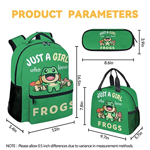 CUNEXTTIME Frog Backpack with Lunch Box And Pencil Case, Set of 3 Cute Bookbag for Girls Boys, Lightweight Large Capacity School Bag