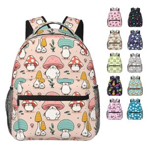parn cute mushroom backpack for women men, 16.9 inch cute mushroom laptop backpack college bag cute travel backpack