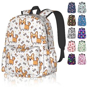 parn corgi backpack for women men, 16.9 inch corgi laptop backpack college bag cute travel backpack