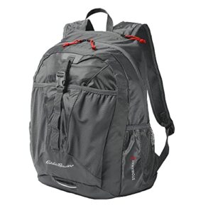 Eddie Bauer Stowaway Packable Backpack 30L with Water Resistant Finish and 2 Mesh Side Pockets, Dark Smoke, One Size