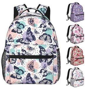 jirstu cute colorful butterfly tie dye backpack for men women large capacity laptop bag lightweight butterfly accessories with multiple pockets casual daypack for work travel 17in