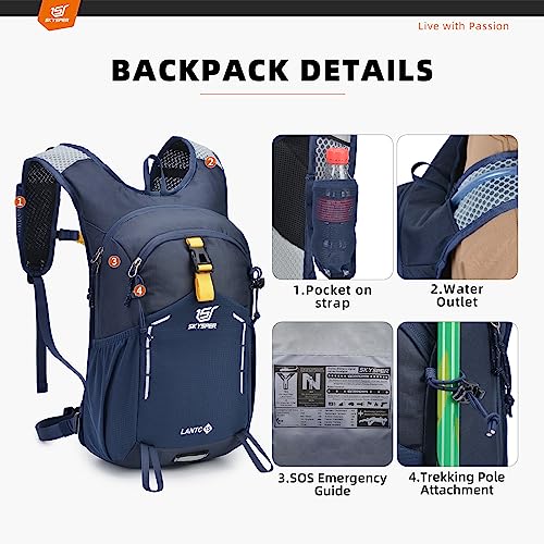 SKYSPER Small Hiking Backpack - 15L Travel Daypack Lightweight Bag Water Resistant Hiking Backpacks for Women Men