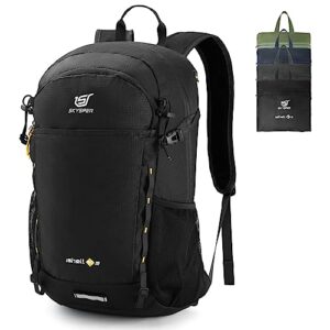 skysper hiking backpack 30l lightweight packable travel daypack waterproof hiking daypack for women men(black)