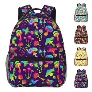 opzaeuv cute mushroom backpack for women men 17 inch colorful mushroom print backpack casual travel laptop backpack