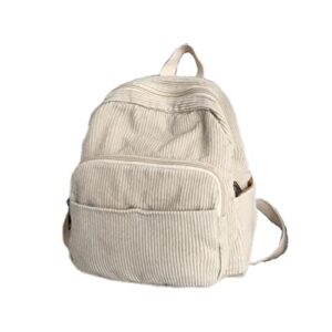 mininai aesthetic backpack mini classic corduroy college backpack for women cute retro grunge backpack casual daypack (one size,white)