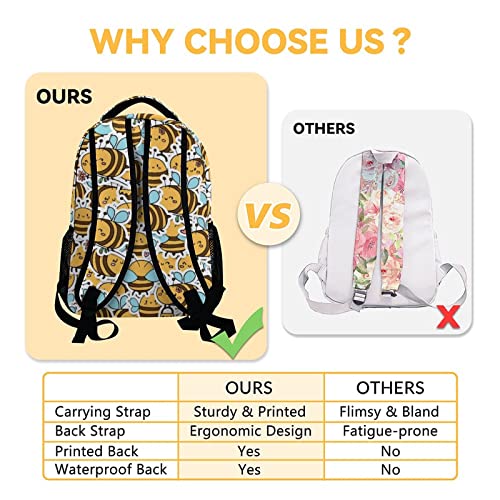 CUNEXTTIME Bee Backpack for Girls Boys, 16 Inch Cute Bookbag with Large Capacity, Durable Lightweight Travel Laptop School Bags